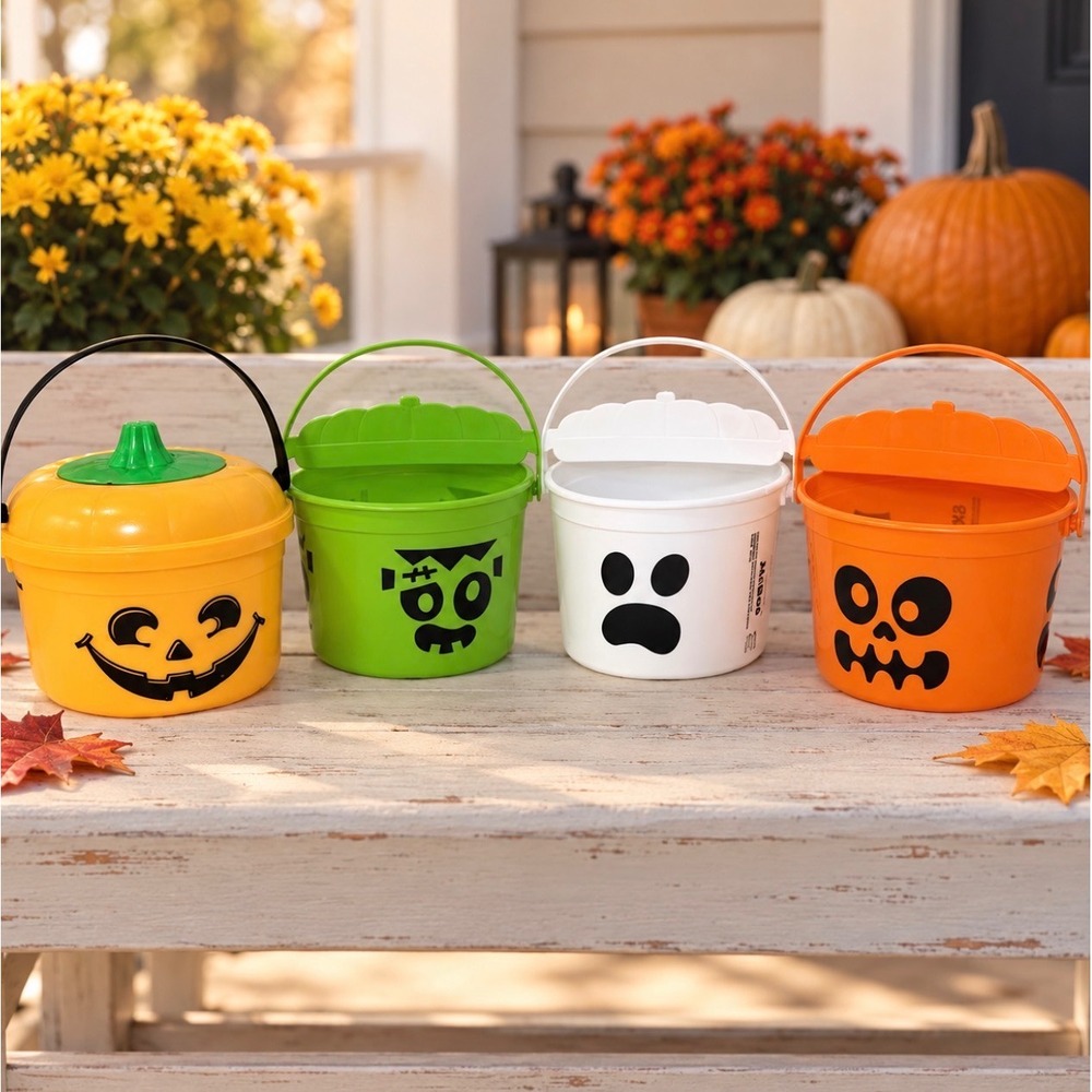 Vintage 1986 McDonald's Halloween Pumpkin Pail + 3 Boo Buckets 2022 Lot of 4